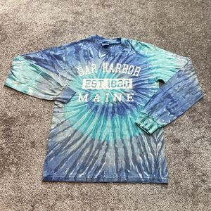 Colortone Shirt Adult Small Blue Tie Dye Bar Harbor Main Logo Long Sleeve Crew